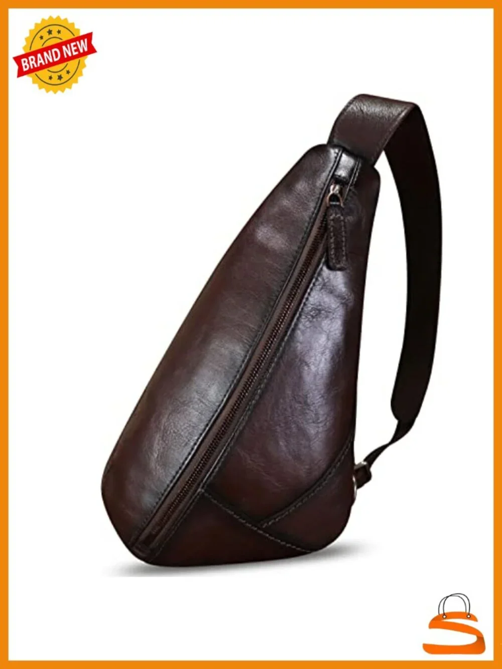 Genuine Leather Sling Bag Handmade Retro Crossbody Backpack Hiking Daypack